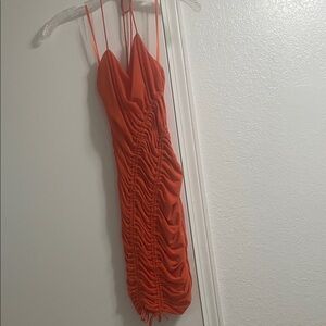 White Fox Boutique Said and Done Orange Ruched Mini Dress